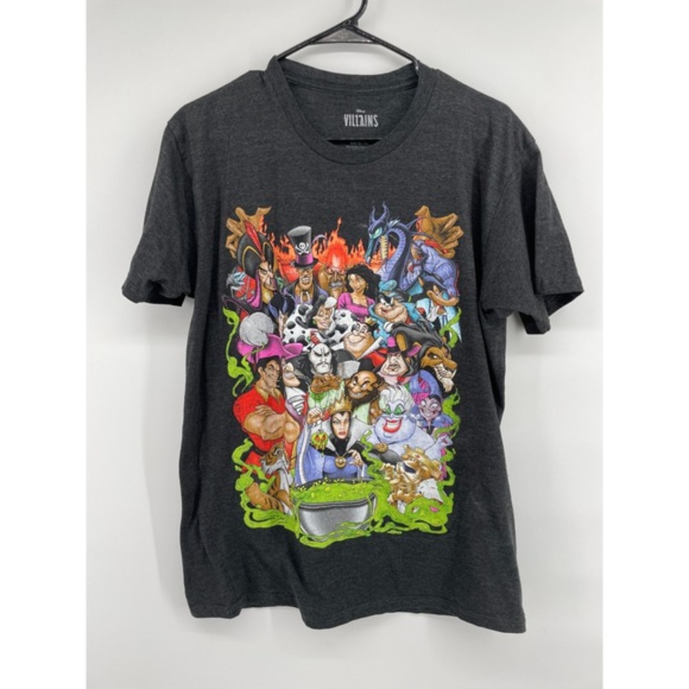 Disney Villains T Shirt Heather Gray Graphic Print Tee Large‎ L